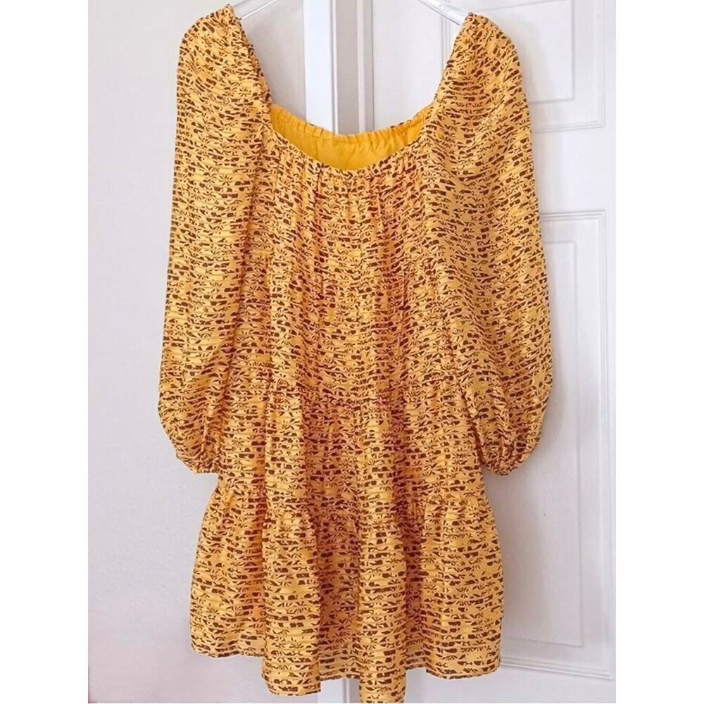 Alice + Olivia Rowen Tiered Floral Print Satin Mini Dress Rome Floral Tuscany M - Picture 3 of 13